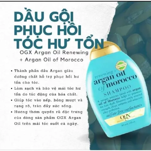 Dầu Gội OGX Argan Oil Giúp Phục Hồi Tóc Hư Tổn 385ml Renewing - cherry blossom