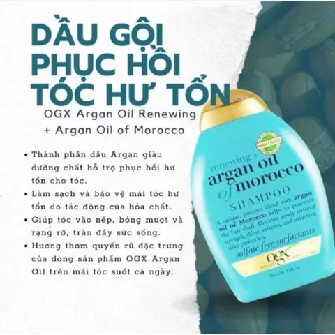 [HSD 02/2027 ] Dầu Gội OGX Argan Oil Giúp Phục Hồi Tóc Hư Tổn 385ml Renewing + Argan Oil of Morocco...