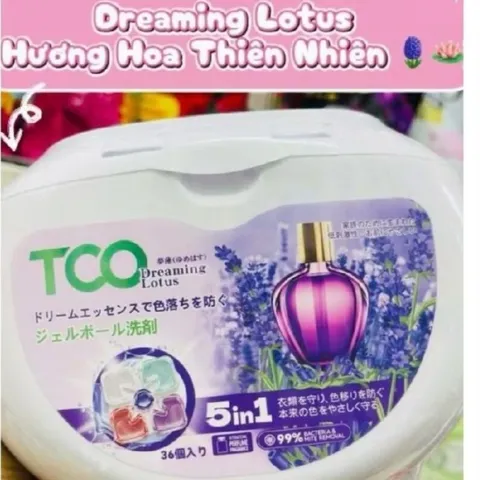 Viên Giặt Xả TCO 5 In 1 Công Nghệ Nhật Bản Hộp 36 Viên - Hương Rose, Blue Sky, Dreaming Lotus 842659