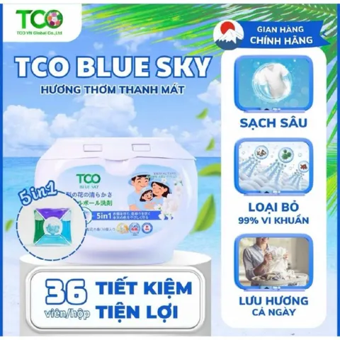 Viên Giặt Xả TCO 5 In 1 Công Nghệ Nhật Bản Hộp 36 Viên - Hương Rose, Blue Sky, Dreaming Lotus 842659