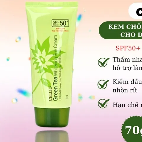 Kem Chống Nắng Cellio Xanh Lá SPF50 PA+ 70g