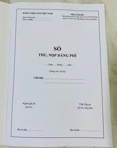 SỔ THU - NỘP ĐẢNG PHÍ ( Mẫu S01/ĐP) SÁCH CHÍNH GỐC