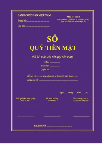 SỔ QUỸ TIỀN MẶT ( mẫu S11-H) SÁCH CHÍNH GỐC