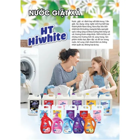 NƯỚC GIẶT HT WHITE 10KG - Giúp làm sạch vết bẩn quần áo, lưu hương lâu trên mọi loại vải, giá siêu rẻ