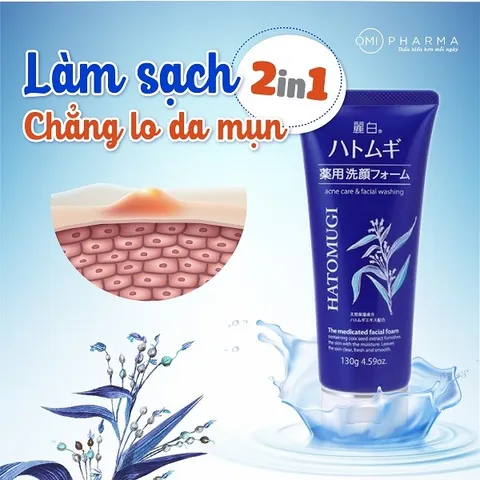 Sữa rửa mặt Ý Dĩ Nhật Bản 130g ngừa mụn, trắng da, dưỡng ẩm