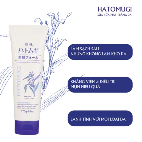 Sữa rửa mặt Ý Dĩ Nhật Bản 130g ngừa mụn, trắng da, dưỡng ẩm