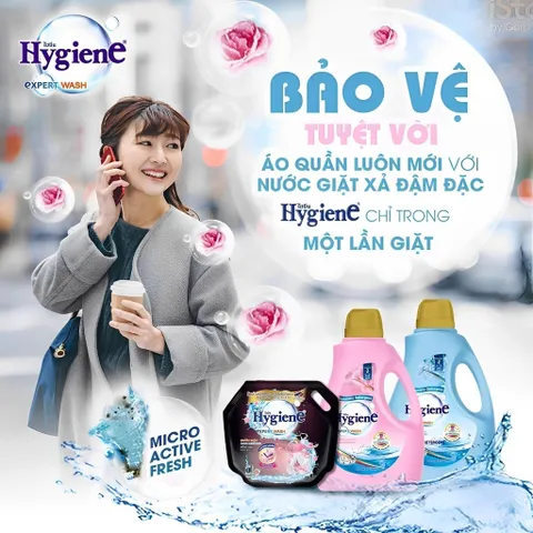 NƯỚC GIẶT HYGIENE CAN 2.8L  - vừa giặt vừa xả, giữ màu quần áo luôn tươi mới và lưu lại mùi hương nhẹ nhàng 842946