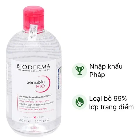 NƯỚC TẨY TRANG BIODERMA làm sạch sâu, dịu nhẹ loại bỏ bụi bẩn, dầu nhờn dành cho mọi loại da loại 500ml