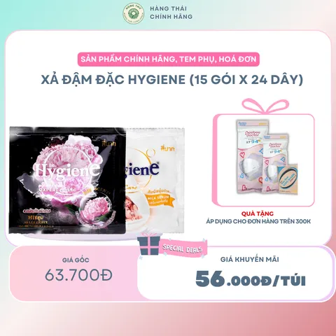 XẢ ĐẬM ĐẶC HYGIENE 24 GÓI - Giúp quần áo bền lâu, mềm mại hơn, phù hợp cả cho da nhạy cảm, lưu giữ hương thơm