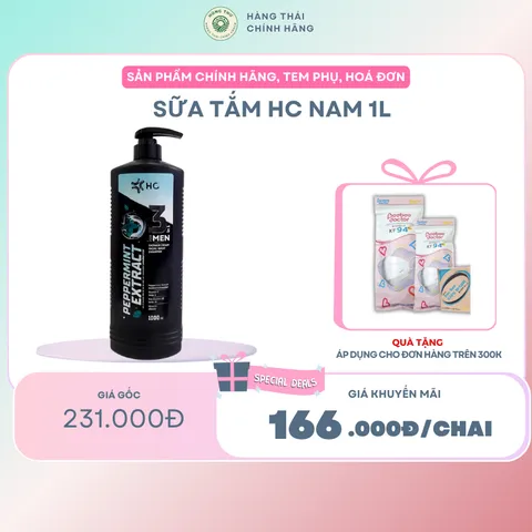 SỮA TẮM HC DÀNH CHO NAM 1L - Dưỡng ẩm, làm sạch da mạnh mẽ, mang lại cảm giác sảng khoái, sản phẩm chăm sóc da nam giới