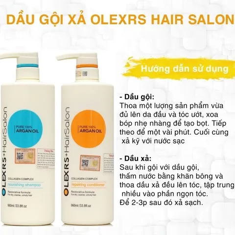 Cặp dầu gội Olexrs 500ml phục hồi hư tổn dành cho tóc sử dụng hóa chất
