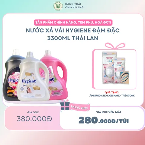 Nước Xả Vải Hygiene Đậm Đặc 3300ml Thái Lan, Lưu Hương Bền Lâu, Làm Mềm Quần Áo - Hùng Thư Thái Lan 843005