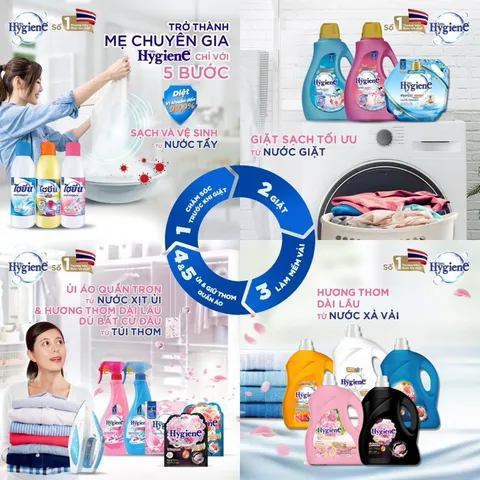Nước Xả Vải Hygiene Đậm Đặc 3300ml Thái Lan, Lưu Hương Bền Lâu, Làm Mềm Quần Áo - Hùng Thư Thái Lan 843005