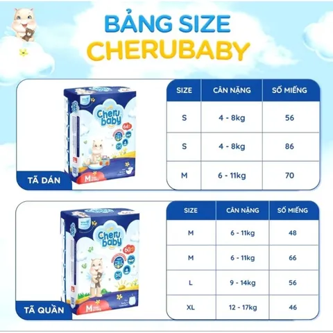 SỈ 3 BỊCH BỈM Cherubaby Dán S86 miếng, nhập khẩu Mỹ, siêu mỏng, siêu thấm