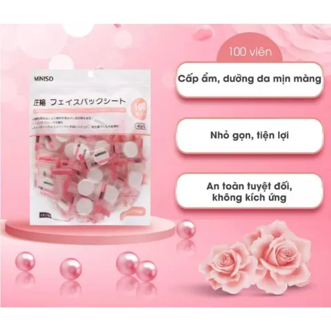 MẶT NẠ VIÊN GIẤY NÉN MINISO 100 Viên - Mặt Nạ Dưỡng Da Chất Lượng Cao