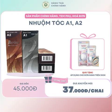 Nhuộm tóc Berina Thái Lan 150g đen và nâu- Nhuộm tóc tự nhiên, bền màu, dễ sử dụng, chăm sóc tóc hiệu quả, lựa chọn hoàn