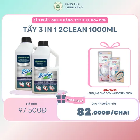 TẨY 3 IN 1 2CLEAN 1000ML - Loại bỏ mọi vết bẩn, ố vàng và mùi hôi, làm sạch sâu, sản phẩm tiện dụng và hiệu quả