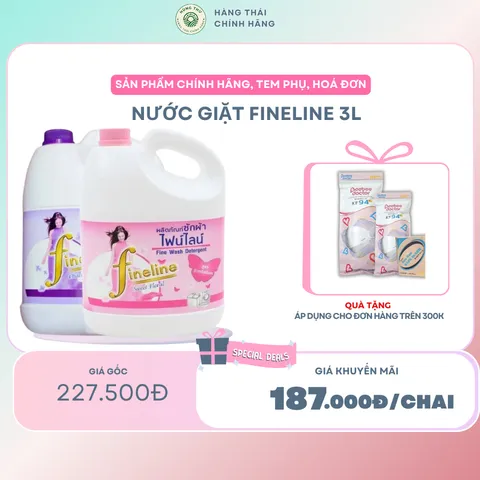NƯỚC GIẶT FINELINE 3L - ngăn chất bẩn quay trở lại mà không gây kích ứng làn da, bảo vệ từng thớ vải