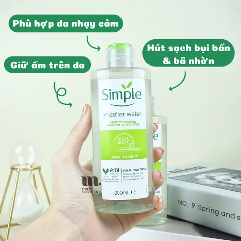NƯỚC TẨY TRANG sạch sâu và cấp ẩm cho da Simple Micellar Water 200ml