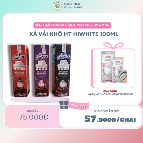 XỊT XẢ VẢI KHÔ HT HIWHITE -  khử mùi và chống khuẩn chai 100ml - mùi hương thơm ngọt /huyền bí/ dịu nhẹ