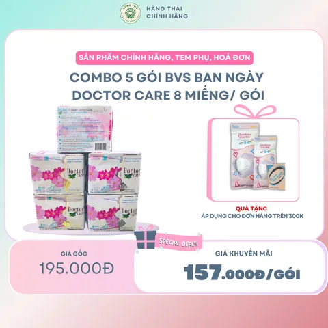 [COMBO 5 GÓI] Băng vệ sinh thảo dược DOCTOR CARE ban ngày - hương bạc hà, siêu thấm hút, khô thoáng, an toàn sử dụng 843072