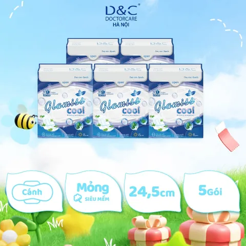 [COMBO 5 GÓI] - Băng vệ sinh thảo dược GLAMISS COOL ban ngày - hương bạc hà, siêu thấm hút, khô thoáng, an toàn sử dụng 843076