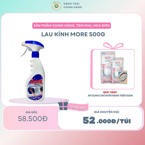LAU KÍNH MORE 500G - Làm sạch kính hiệu quả, không để lại vệt nhòe, sản phẩm chăm sóc và bảo vệ bề mặt kính