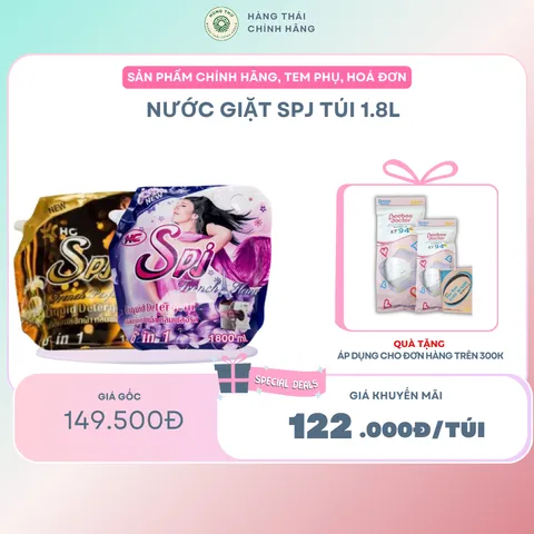 NƯỚC GIẶT SPJ TÚI 1.8L-giúp làm mềm, tơi xốp sợi vải, chăm sóc và lưu hương giúp quần áo luôn ngát hương thơm