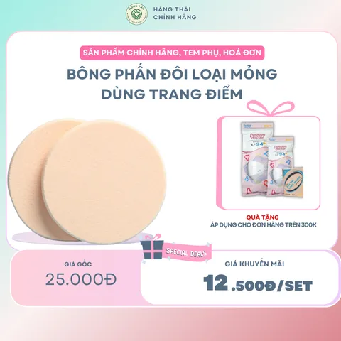Bông phấn đôi loại mỏng dùng trang điểm