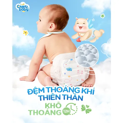 [Tặng 2 miếng dùng thử - Đủ size] Bỉm hữu cơ CheruBaby nhập khẩu Mỹ, siêu mỏng, siêu thấm, an toàn cho da bé