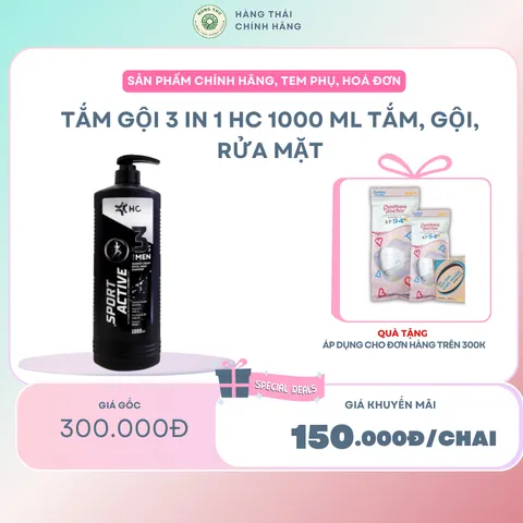 Tắm gội 3 in 1 HC 1000 ml Tắm, gội, rửa mặt