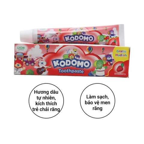KEM ĐÁNH RĂNG TRẺ EM KODOMO 45G/65G - Vệ sinh răng miệng, bảo vệ men răng, hương vị thơm ngon, an toàn cho bé yêu