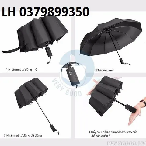 Ô cầm tay gấp gọn tự động 2 chiều cao cấp, làm từ vải Pongee giúp chống nắng, chống tia UV cực tốt, không thấm nước 843128