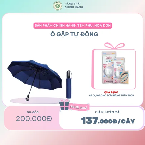 Ô cầm tay gấp gọn tự động 2 chiều cao cấp, làm từ vải Pongee giúp chống nắng, chống tia UV cực tốt, không thấm nước 843128