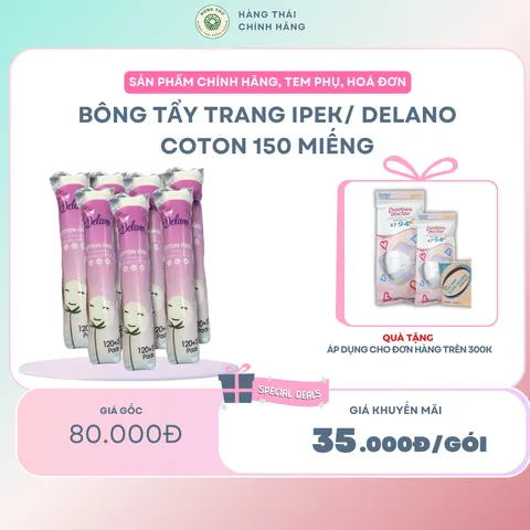 Bông tẩy trang Daleno cotton 150 miếng, bo viền, không dính sợi bông, mềm mại bảo vệ và làm sạch da