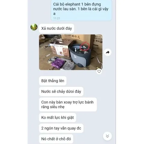 Cây lau nhà Elephant Thái Lan nhựa nhẹ cao cấp, có trợ lực, siêu nhẹ, van tự xả, có bình đựng nước lau sàn