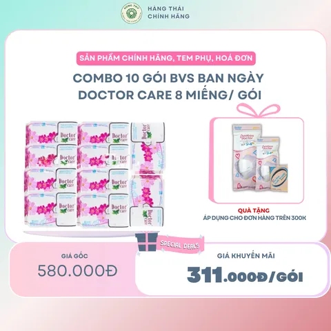 [COMBO 10 GÓI] Băng vệ sinh thảo dược DOCTOR CARE ban ngày - hương bạc hà, siêu thấm hút, khô thoáng, an toàn sử dụng