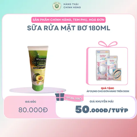 SỮA RỬA MẶT BƠ 180ml - Dưỡng da sáng mịn, làm sạch sâu, phù hợp mọi loại da, sản phẩm tự nhiên 843175