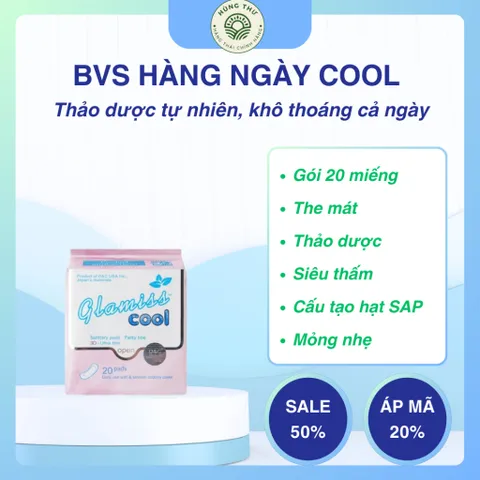 2 GÓI Băng vệ sinh thảo dược GLAMISS COOL hàng ngày - hương bạc hà, siêu thấm hút, khô thoáng, an toàn [20 miếng]