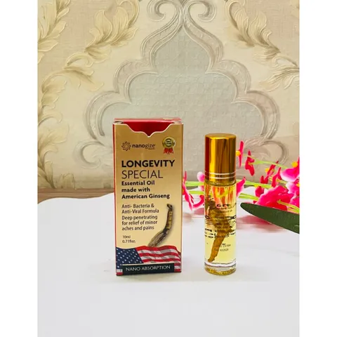 [Date 2029 chai 10ml] Dầu Sâm Nanogize Longevity Special Essential Oil Ginseng 10ml của Mỹ