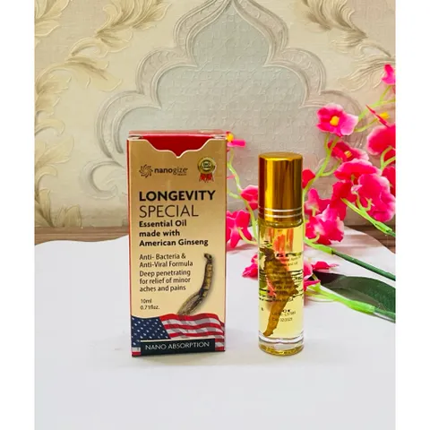 [Date 2029 chai 10ml] Dầu Sâm Nanogize Longevity Special Essential Oil Ginseng 10ml của Mỹ