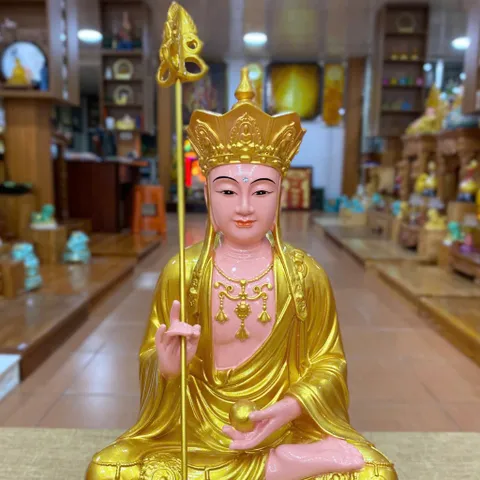 Tôn Tượng Địa Tạng Vương Bồ Tát 30cm Vàng Vẽ Nhựa Composite-Shop dương khoa