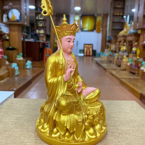 Tôn Tượng Địa Tạng Vương Bồ Tát 30cm Vàng Vẽ Nhựa Composite-Shop dương khoa
