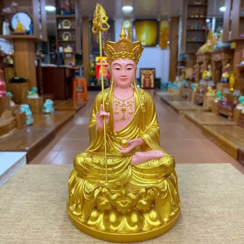 Tôn Tượng Địa Tạng Vương Bồ Tát 30cm Vàng Vẽ Nhựa Composite-Shop dương khoa