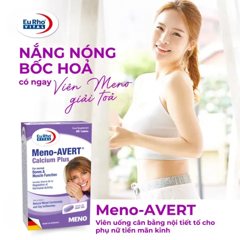 MENO-AVERT CALCIUM PLUS - Viên uống Hỗ trợ sức khỏe xương & nội tiết nữ - Hộp 45 viên - Pháp