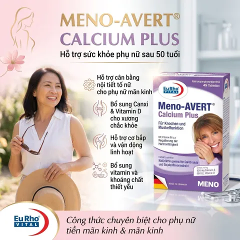MENO-AVERT CALCIUM PLUS - Viên uống Hỗ trợ sức khỏe xương & nội tiết nữ - Hộp 45 viên - Pháp