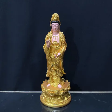 Tôn Tượng Tam Thánh Tây Phương Đứng 40cm Vàng Vẽ Siêu Đẹp