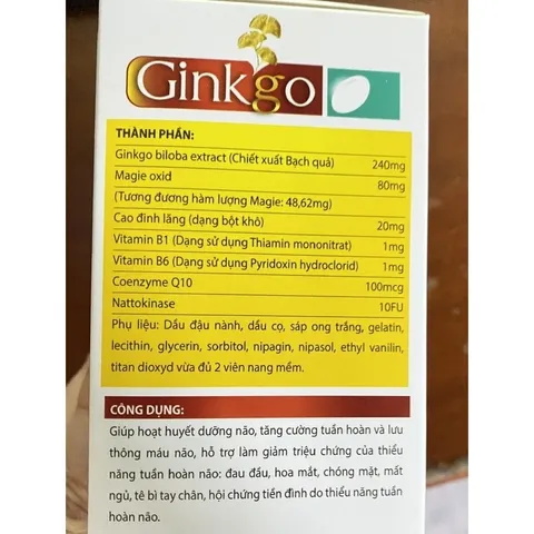 Ginkgo biloba 240mg Giúp hoạt huyết, tăng cường lưu thông máu, giảm đau đầu chóng mặt Hoạt huyết dưỡng não