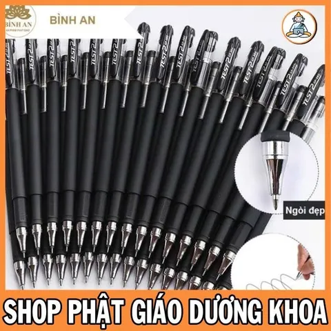 50 Bút bi mực gel ngòi 0.5mm Test2 màu đen mực đều nét chữ đẹp - BÚT CHÉP KINH SÁCH