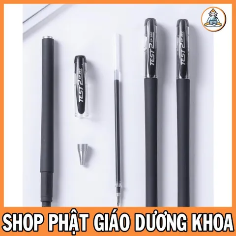 50 Bút bi mực gel ngòi 0.5mm Test2 màu đen mực đều nét chữ đẹp - BÚT CHÉP KINH SÁCH